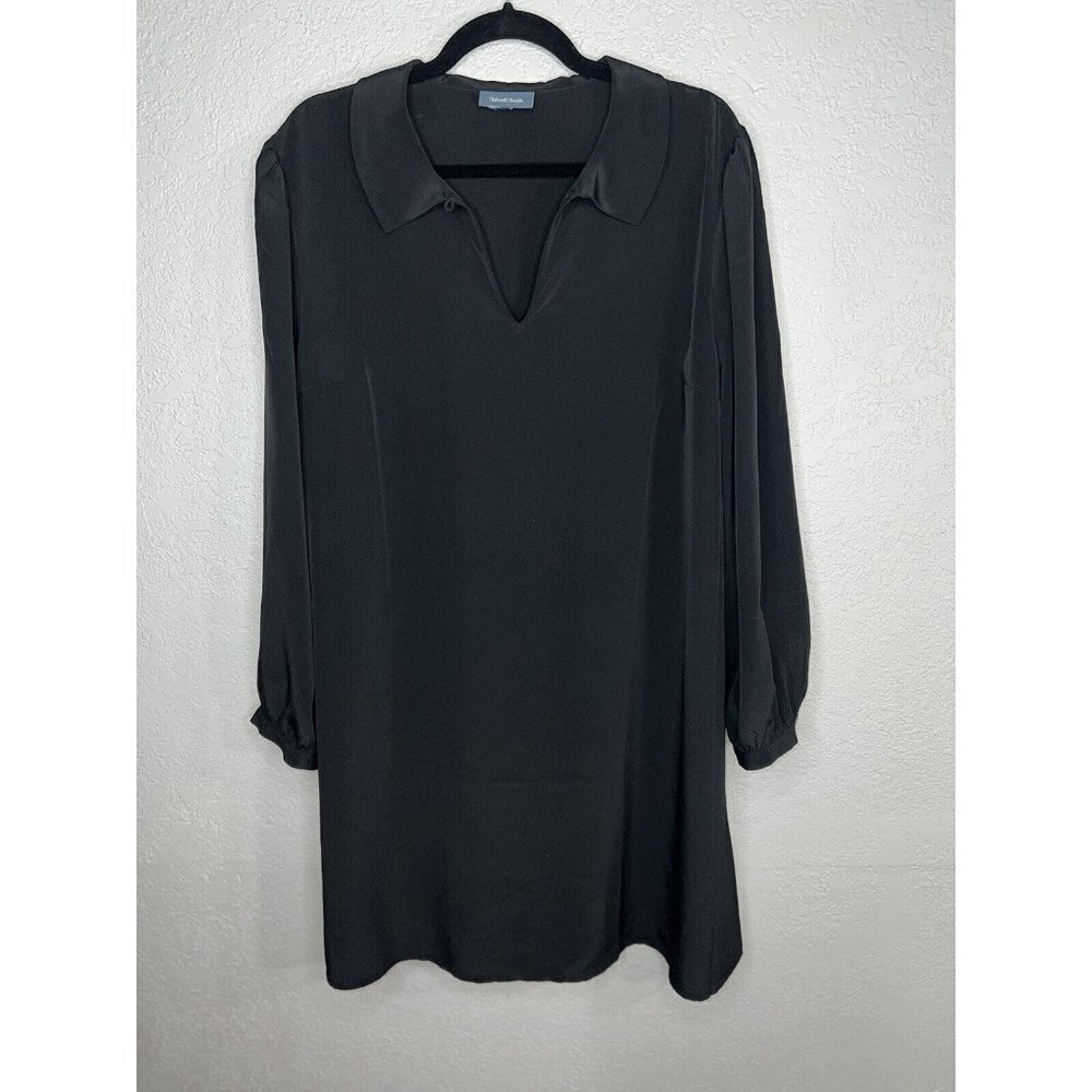 ModCloth Black Dress Long Sleeve Lagen Look Retro Collared Large-XL Boxy Dress Y